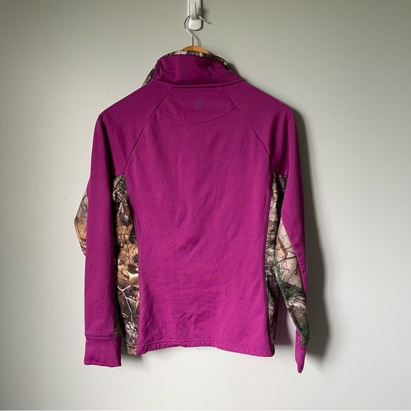 Browning Purple Quarter-Zip Pullover with Camouflage Accents Size Small - Picture 2 of 6
